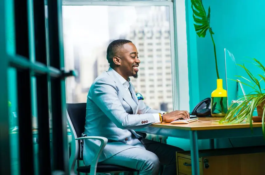 Young businessman working on a computer